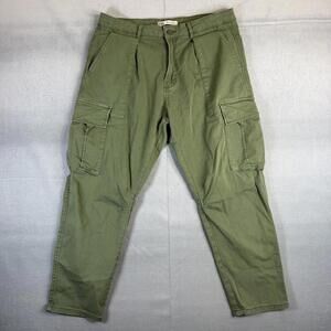 Zara Cargo Pants Mens 34 Green Denimwear Tapered Ankle Fit Army Utility